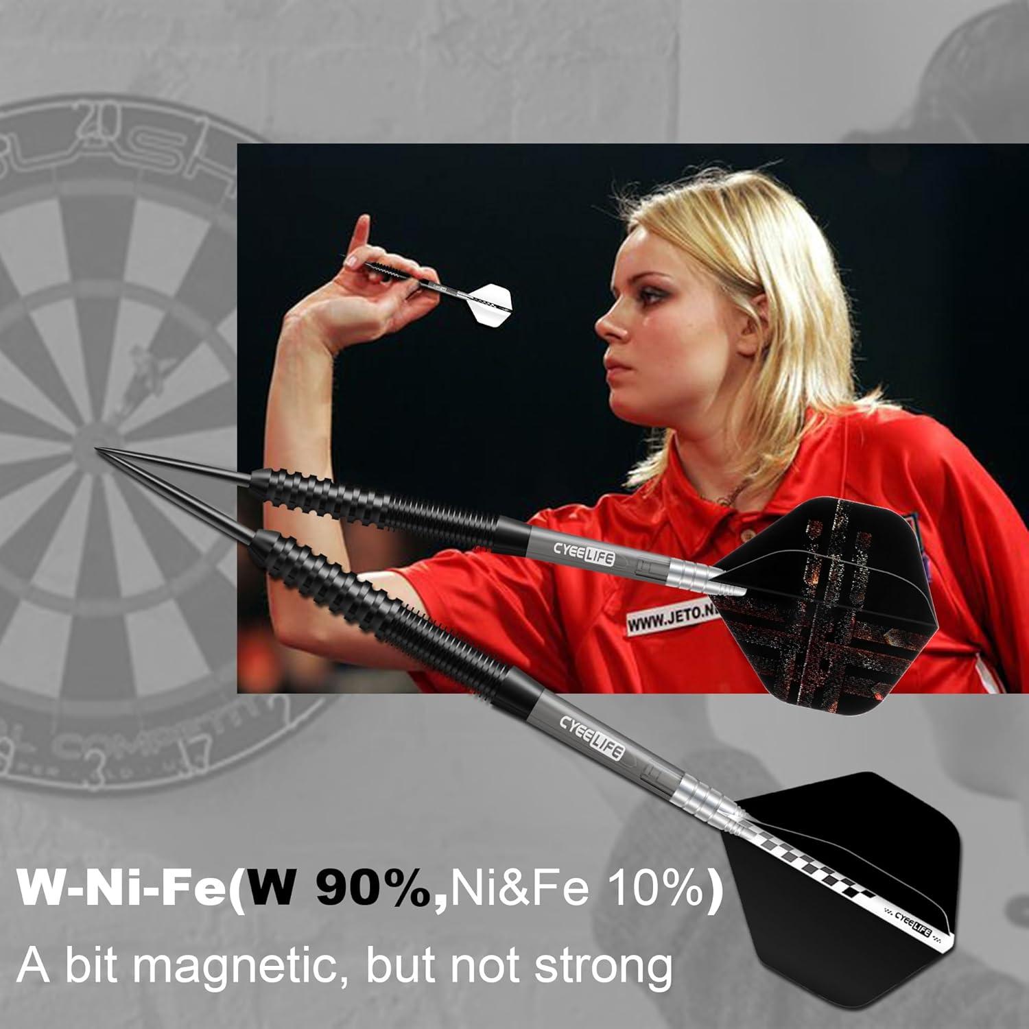 Professionelles Tungsten Darts Set 23g Steel Shafts Flights Sharpener
