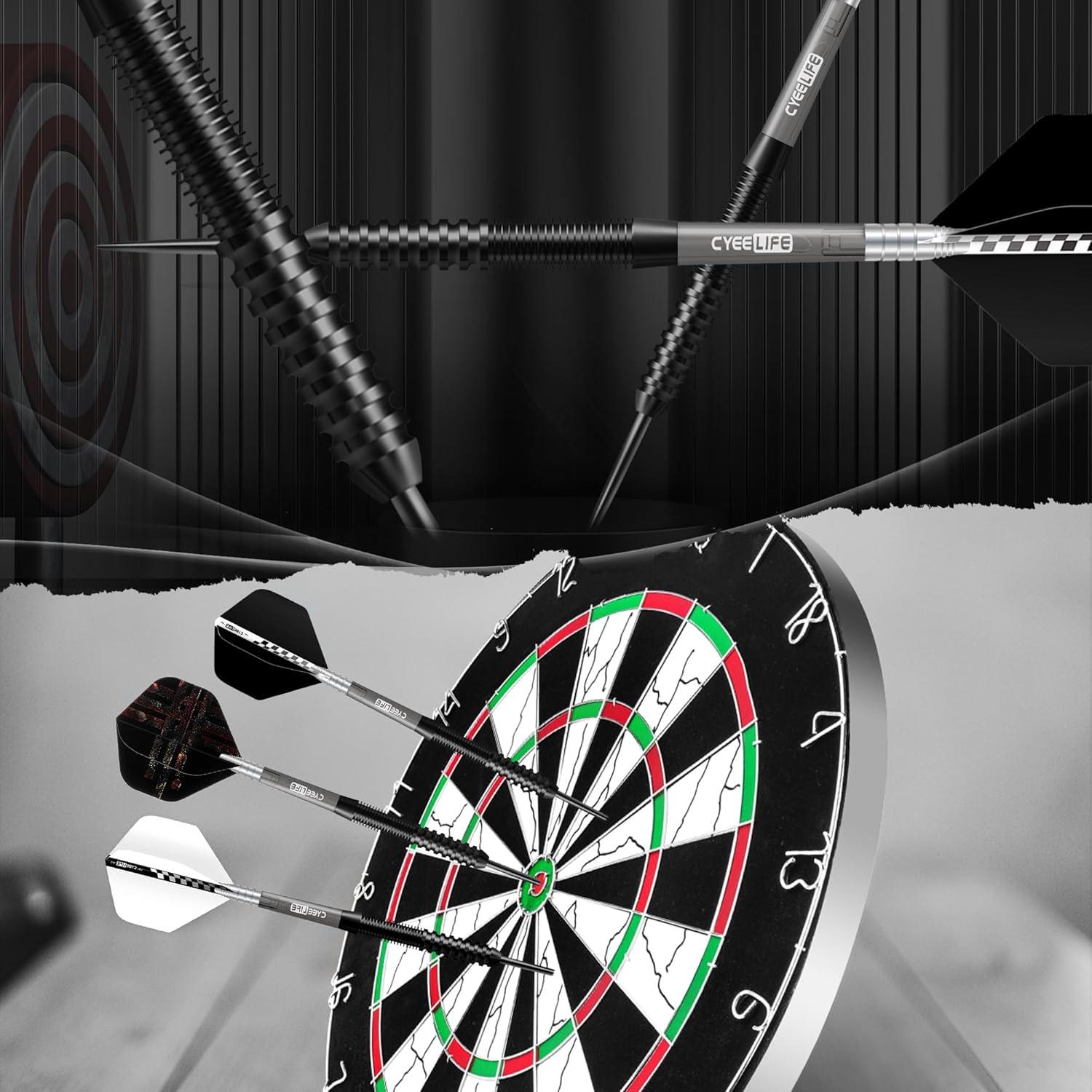 Professionelles Tungsten Darts Set 23g Steel Shafts Flights Sharpener