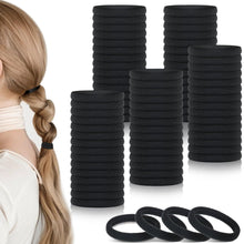 100er Pack Schwarze Nahtlose Haargummis für Frauen und Mädchen
