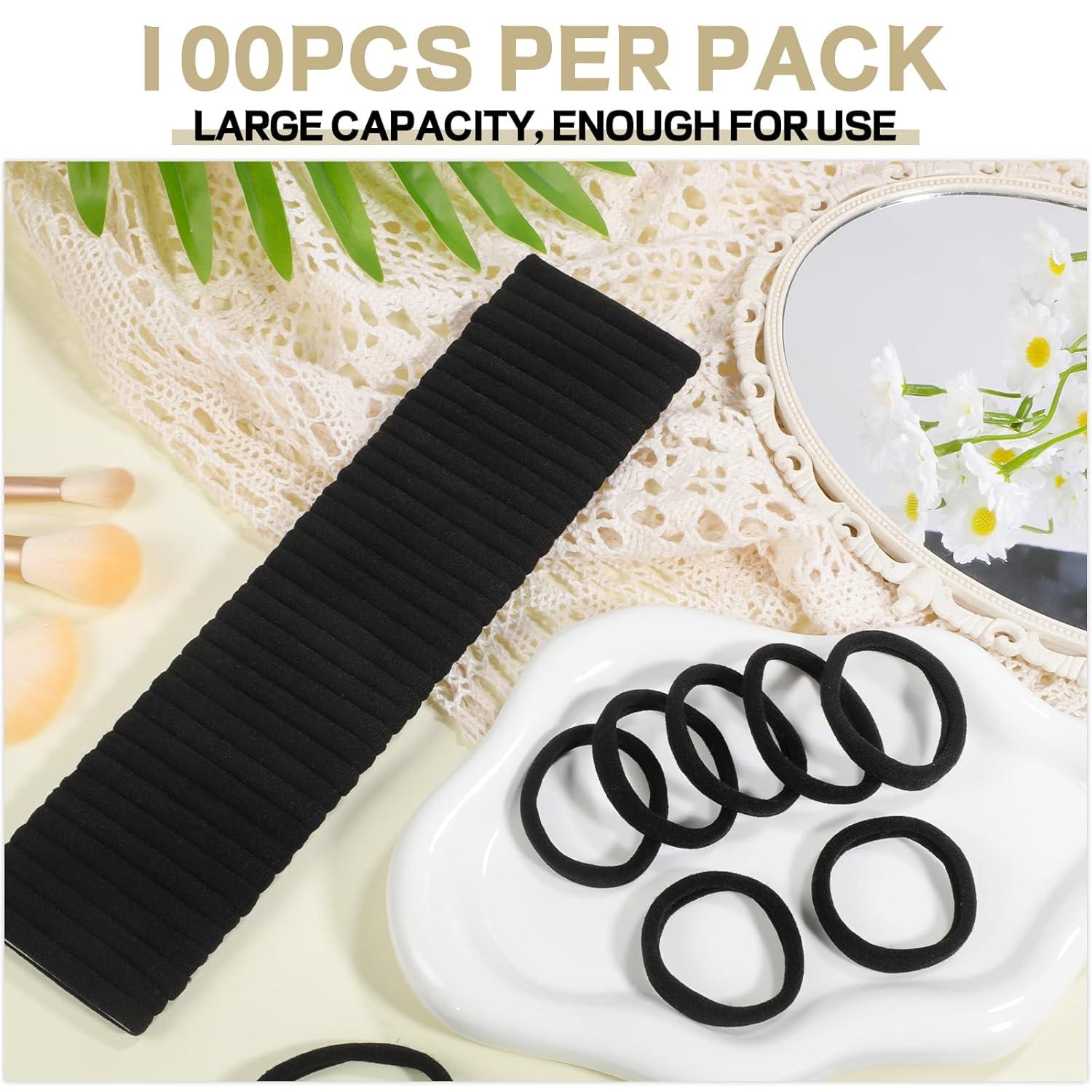 100 Stück schwarze Haargummis nahtlose elastische Pferdeschwanzhalter