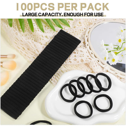 100 Stück schwarze Haargummis nahtlose elastische Pferdeschwanzhalter