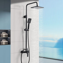 Schwarzes Duschsystem mit Regendusche und Handbrause