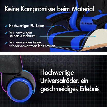 ALFORDSON Bürostuhl mit Massage-Lendenkissen ergonomischer