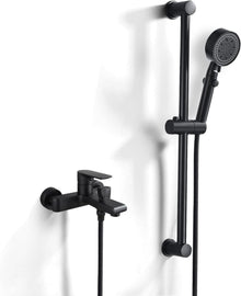 Badewannenarmatur mit Duschset und Duschstange, Schwarz