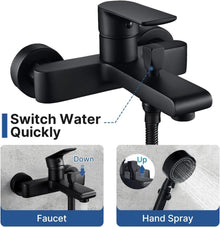 Badewannenarmatur Schwarz mit Duschset und