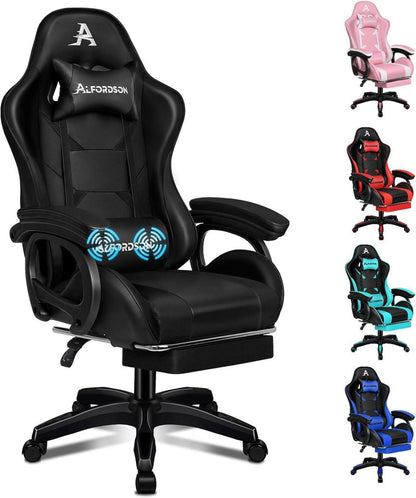 Ergonomischer Bürostuhl mit Massage-Lendenkissen & Fußstütze