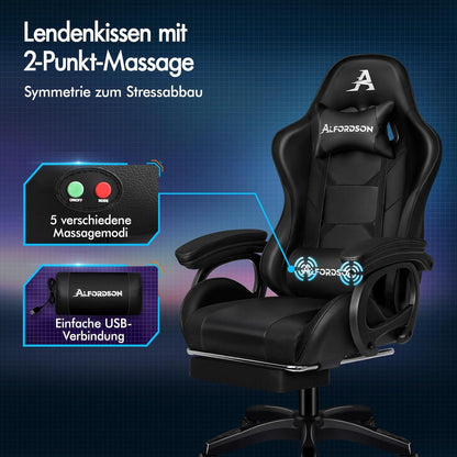 Bürostuhl mit Massage-Lendenkissen, ergonomisch, neigbare