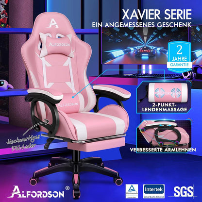 Ergonomischer Bürostuhl mit Massage-Lendenkissen und Fußstütze