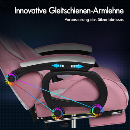 Ergonomischer Bürostuhl mit Massage-Lendenkissen, höhenverstellbar, Rosa