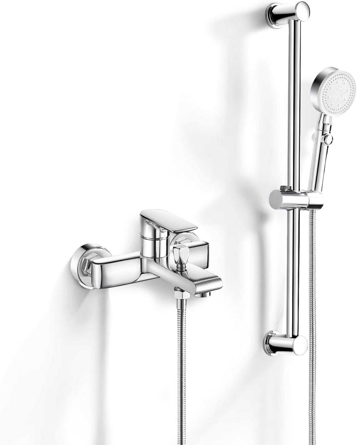 Moderne Badewannenarmatur mit Duschset und 5-Funktions-Handbrause