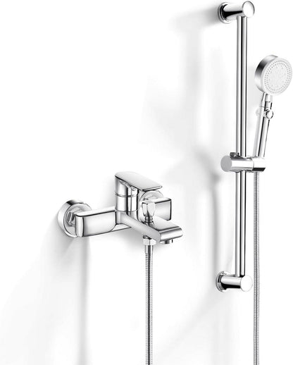 Moderne Badewannenarmatur mit Duschset und 5-Funktions-Handbrause