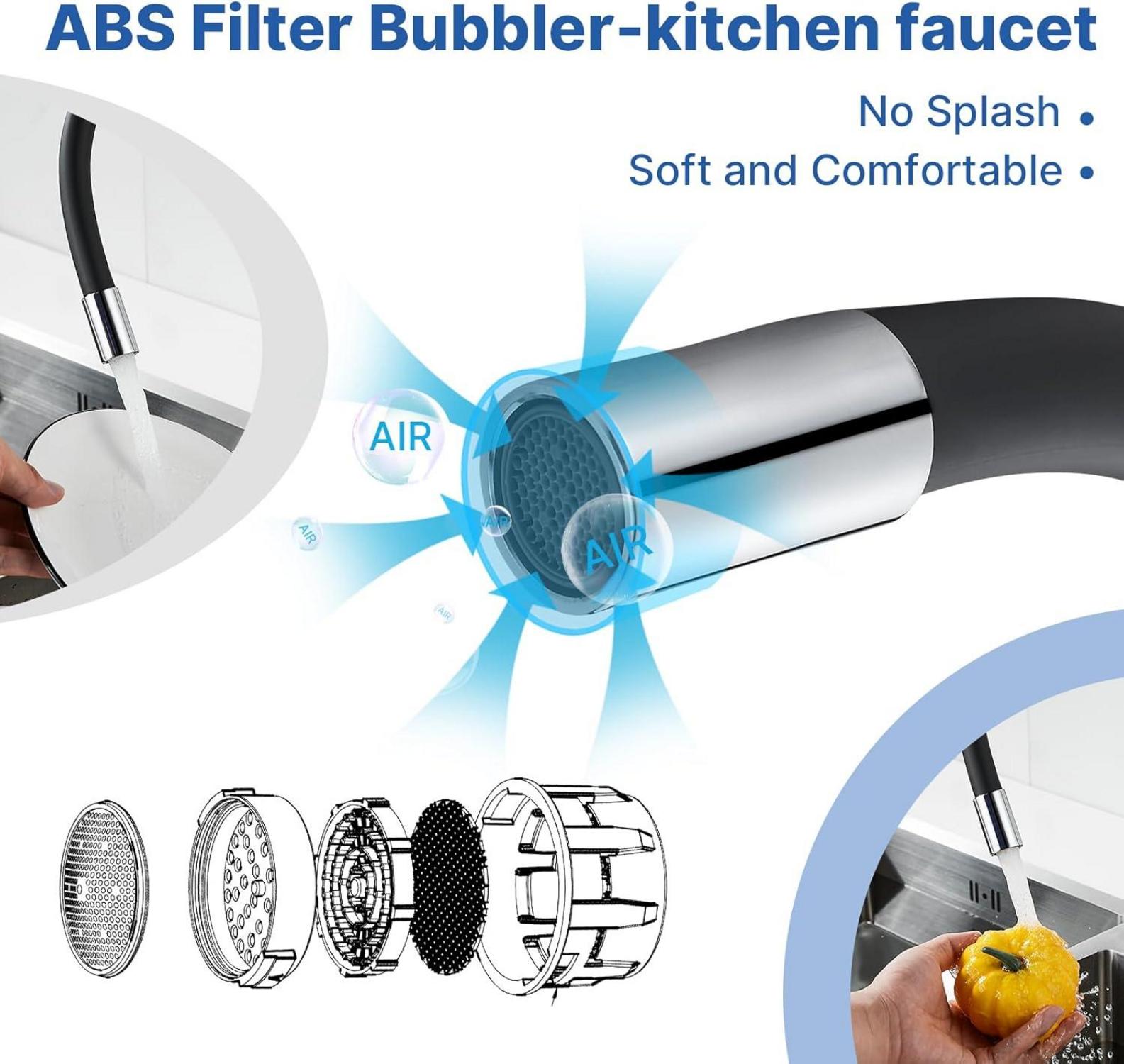Jacurley Schwarz Küchenarmatur 360° Drehbar flexiblem Auslauf