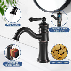 Wasserhahn Schwarz Antik für Bad Waschbecken 360° schwenkbar