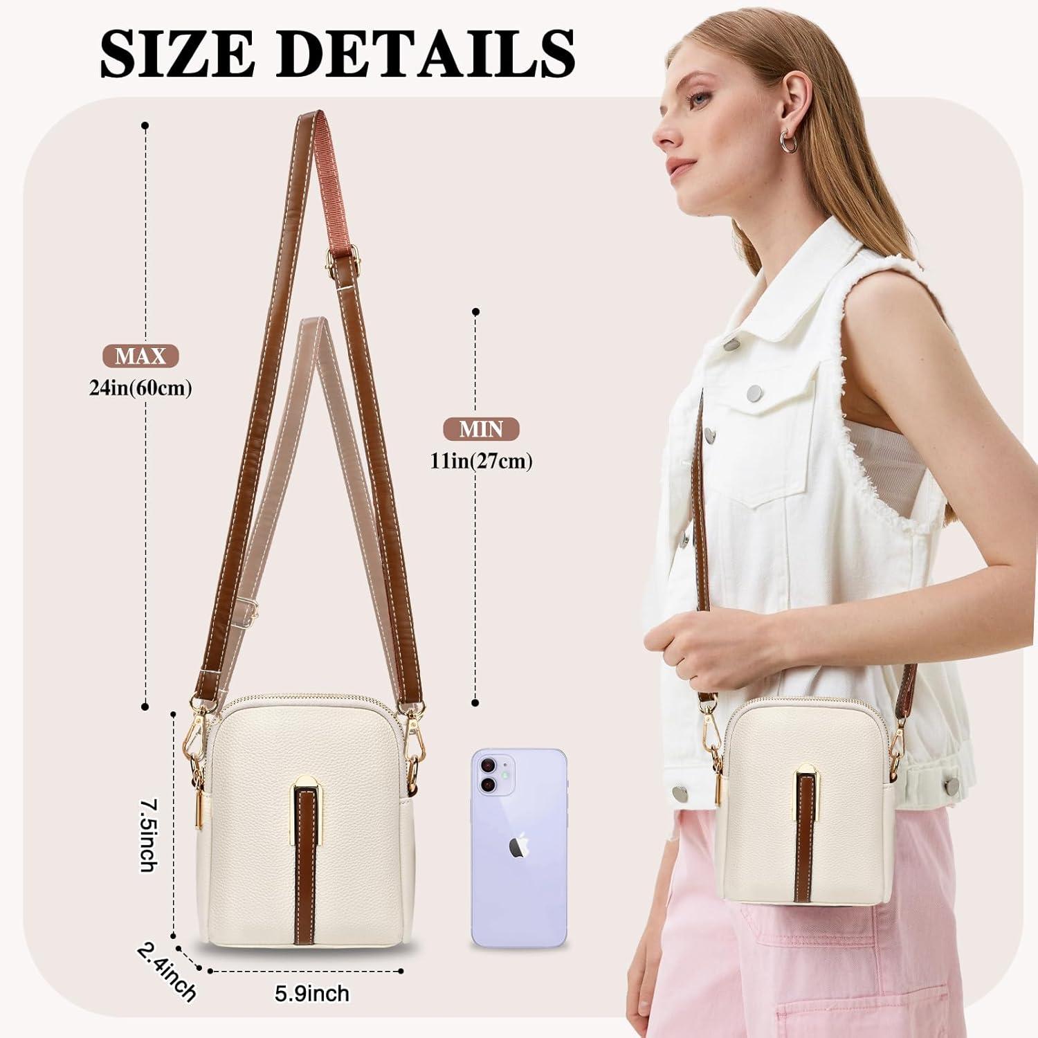 Kleine PU Leder Umhängetasche Damen Crossbody Bag Reißverschluss