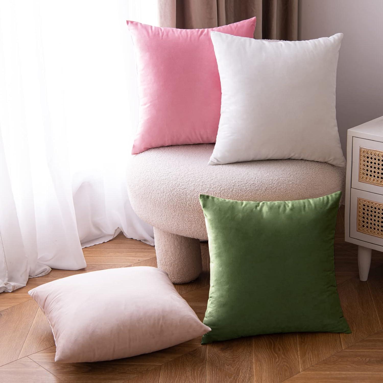 Samt Kissenbezug 40x40 cm Matcha Grün Sofakissen 2er Set