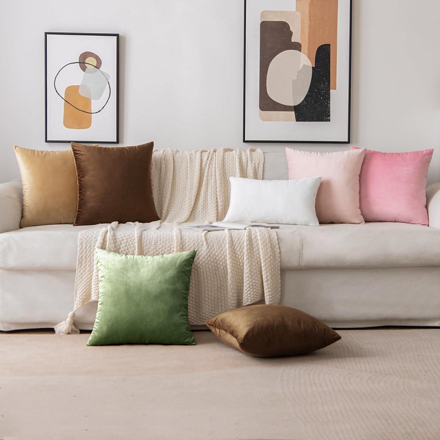 Samt Kissenbezug 40x40cm Matcha Grün Dekorative Hülle 2er Set Sofa