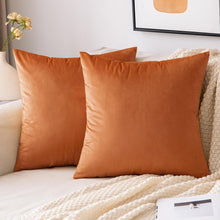 Samt Kissenbezug Orange Herbst Dekokissen 40x40cm Set 2er