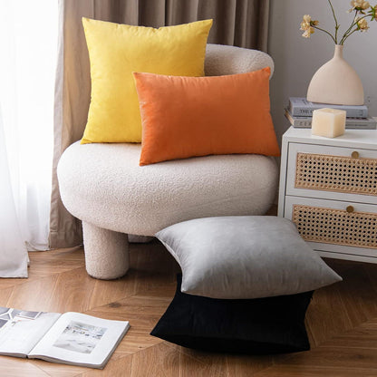 Samt Kissenbezug Orange Herbst Deko 40x40cm 2er Set