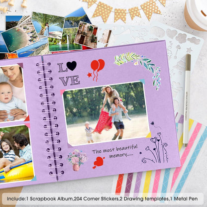 JAECU DIY Fotoalbum 21x21cm, Spiralalbum 40 Seiten, Scrapbook Geschenk für Familie, Hochzeit