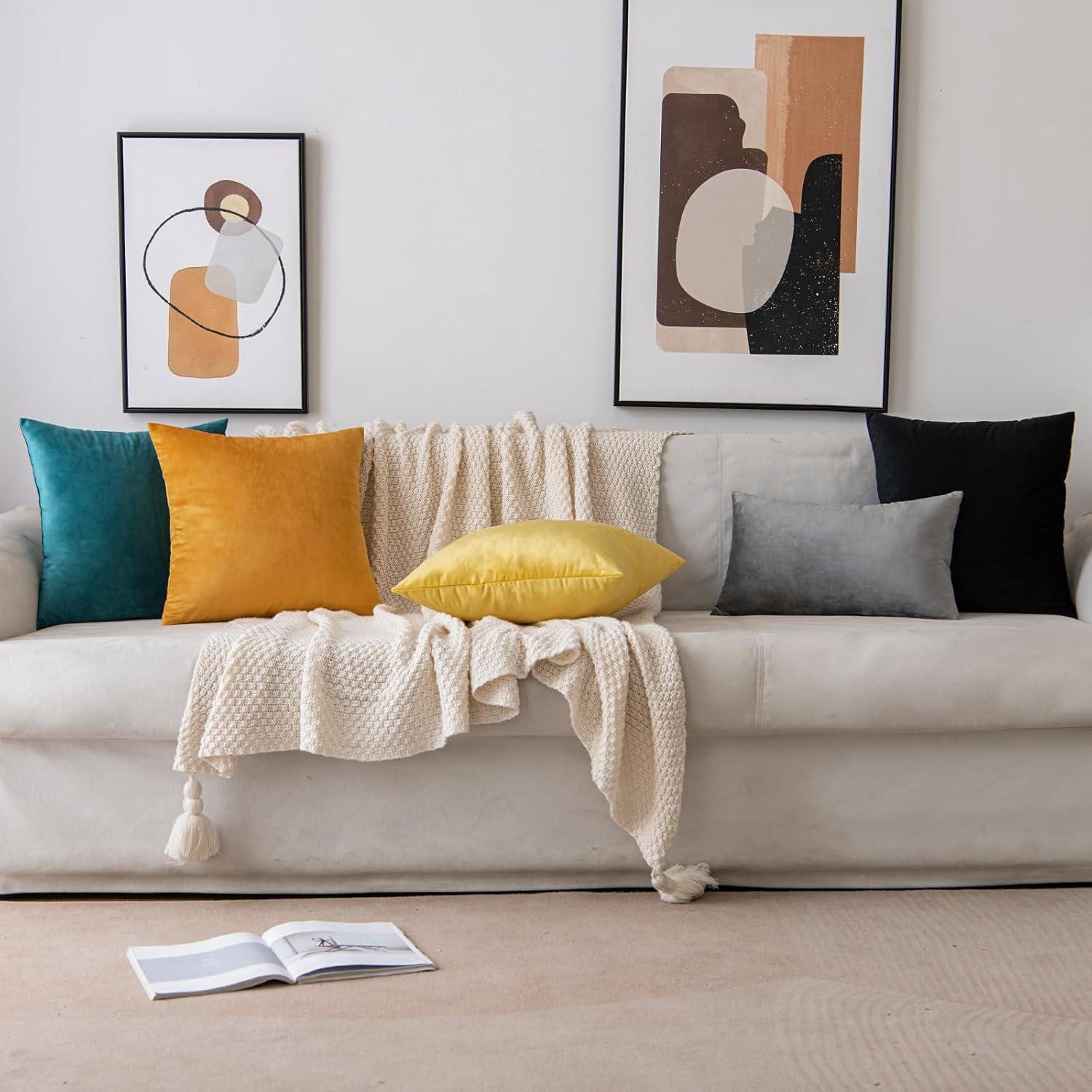 Samt Kissenbezug Schwarz 40x40cm 2er Set Schlafzimmer Sofa