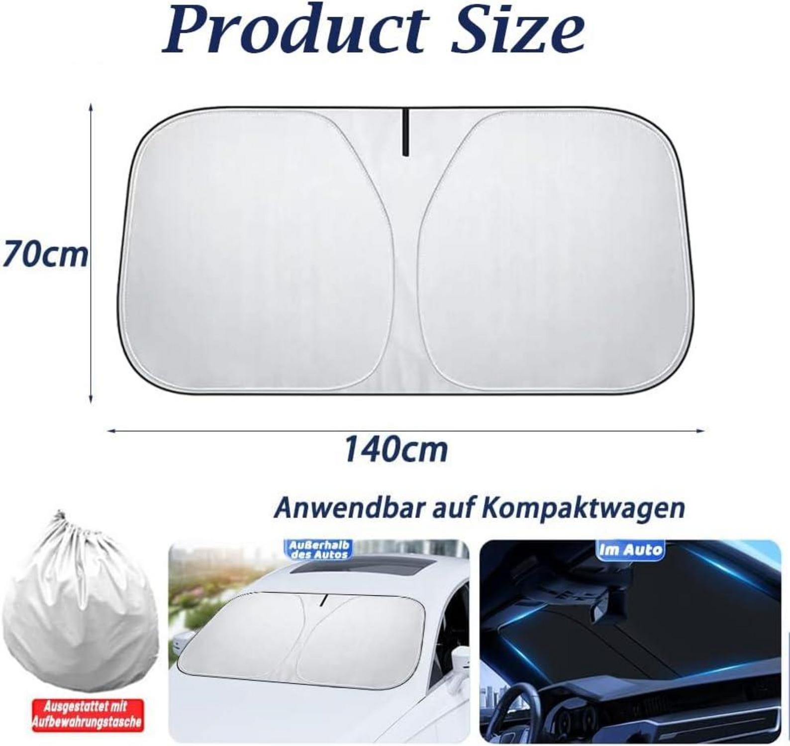 Sonnenschutz Auto Frontscheibe UV-Blocker 140x70 cm Schwarz