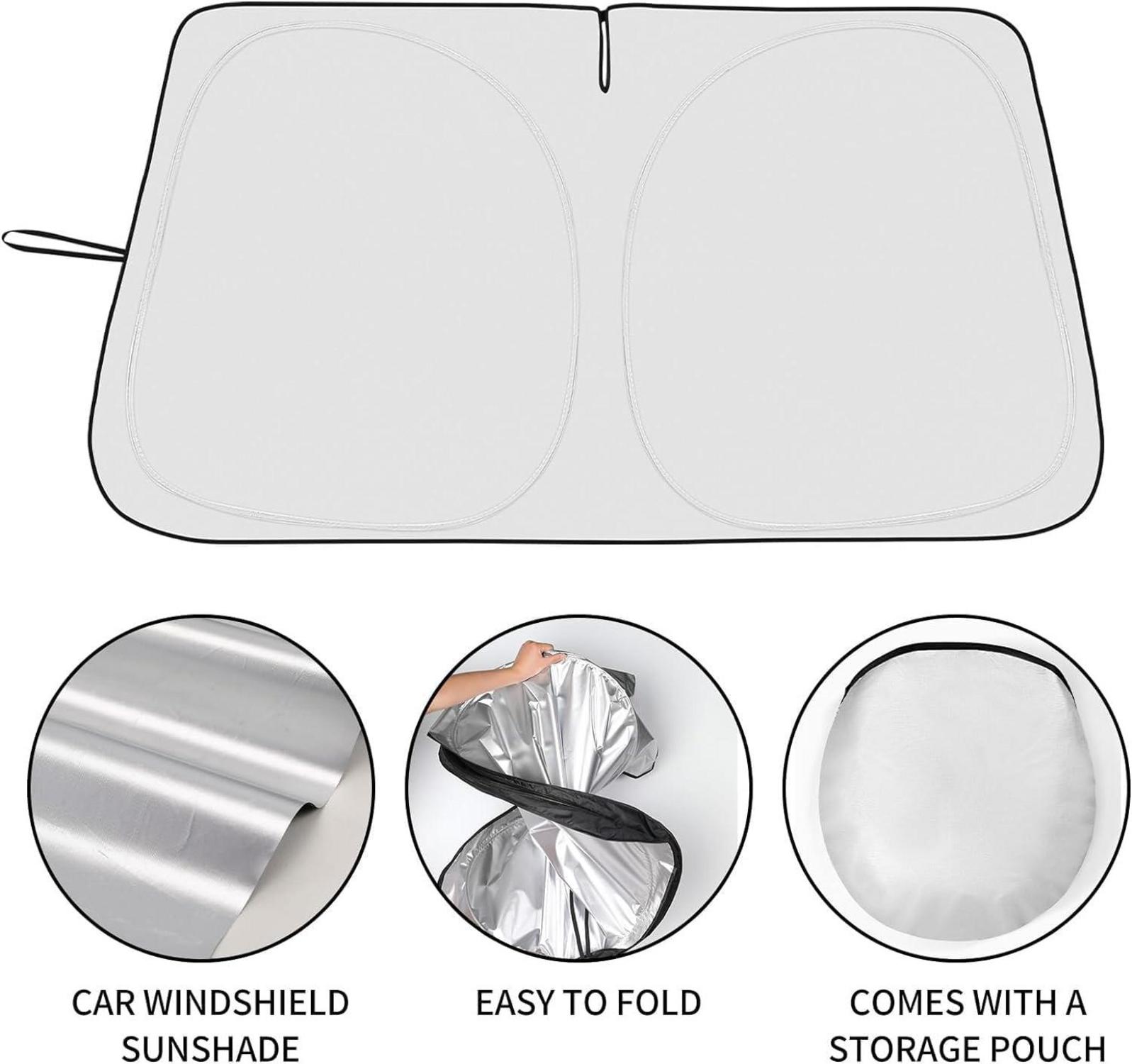 Auto Sonnenschutz Frontscheibe 140x70 cm Schwarz, UV-Schutz, faltbar, für SUV, LKW