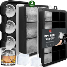 Silikon Eiswürfelform Set 3-teilig BPA-frei für Cocktails Whisky Wein