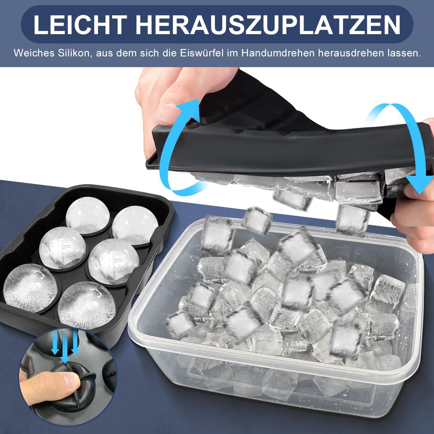 Silikon Eiswürfelform Set 15-Loch groß quadratisch BPA-frei