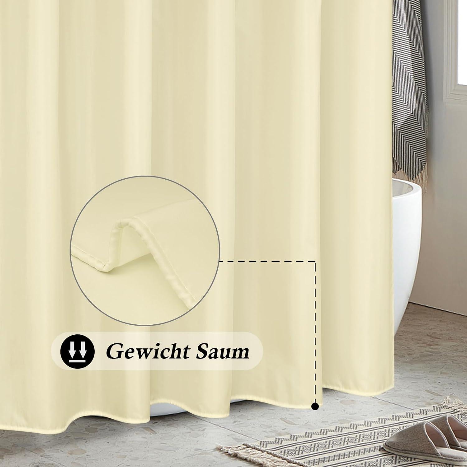 Duschvorhang Beige Textile Polyester Stoff Wasserabweisend 120x200cm