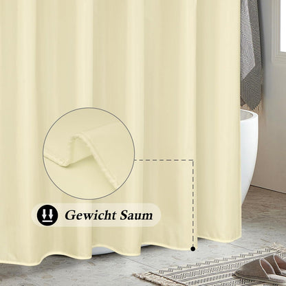 Duschvorhang Beige Textile Polyester Stoff Wasserabweisend 120x200cm