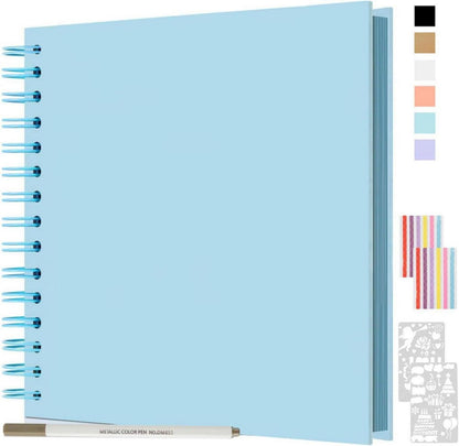 Fotoalbum 21x21cm DIY Scrapbook 40 Seiten Spiralalbum zum Einkleben