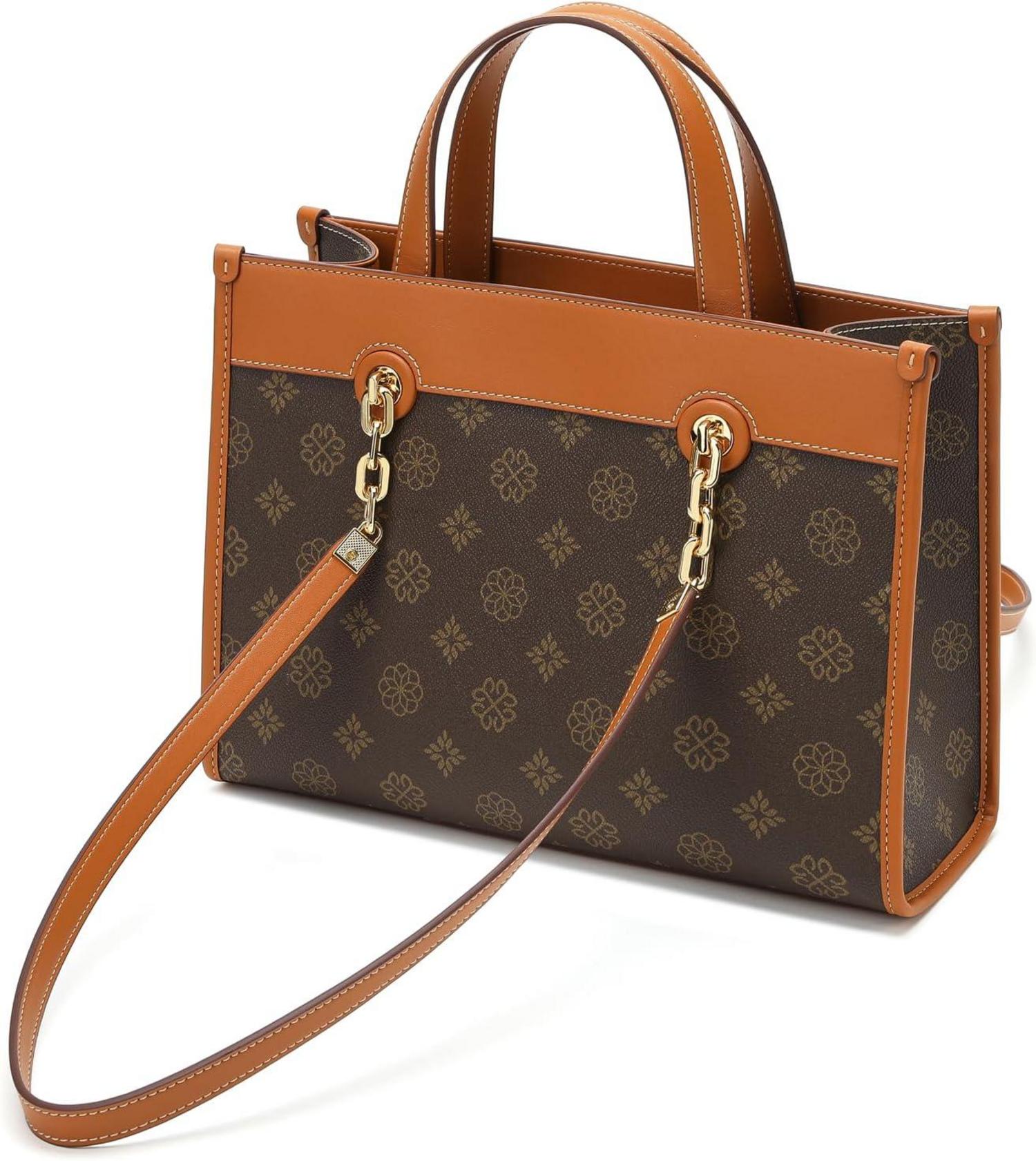Leder Damen Handtasche Umhängetasche Groß Braun