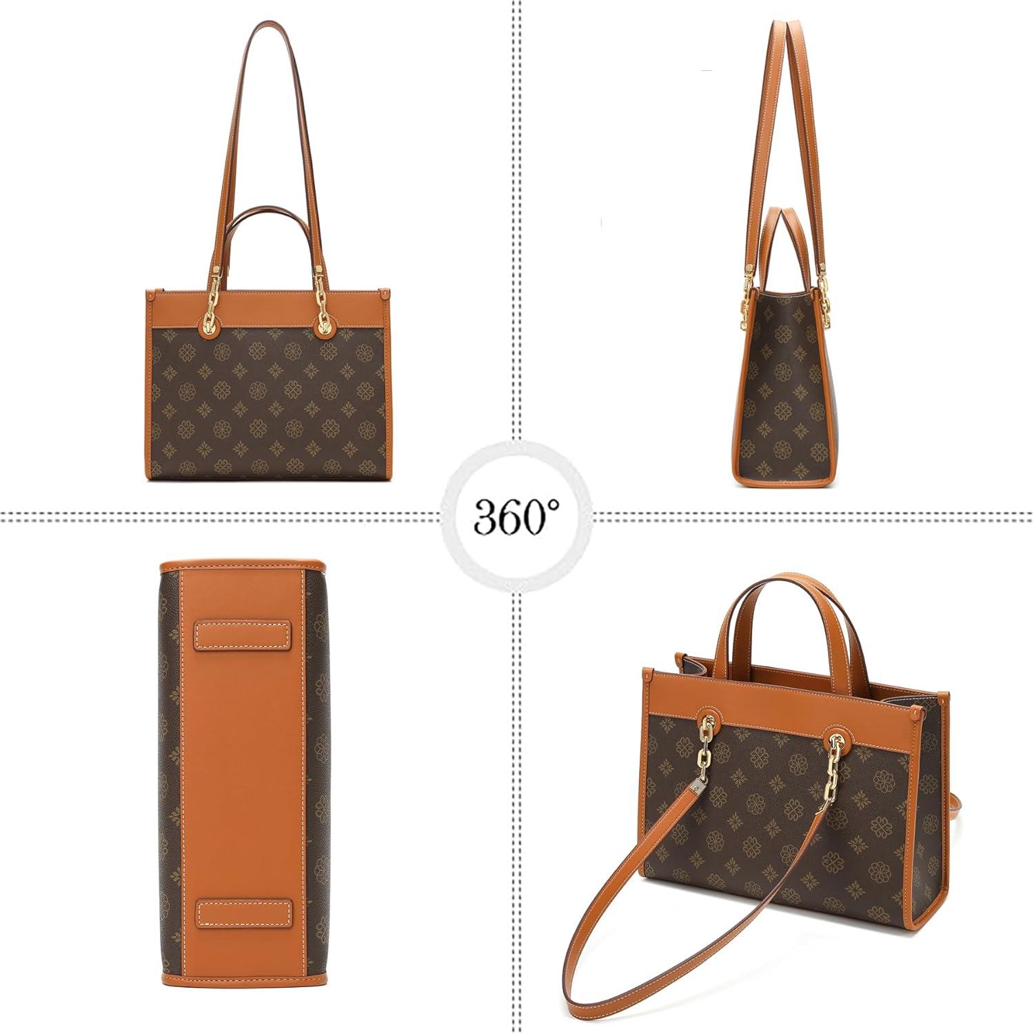 Leder Damen Handtasche Umhängetasche Groß Braun