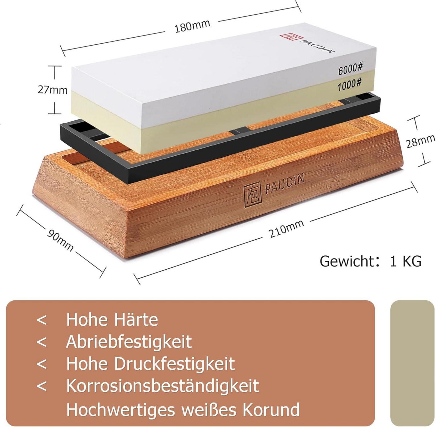 PAUDIN Premium Whetstone Messerschärfstein 1000/6000