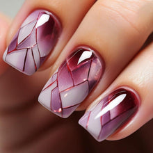 Burgundy Rote Nägel Zum Aufkleben Kurz Eckig Press on Nails Design