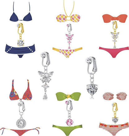 Fake Bauchnabelpiercing Herz Kristallkugel Clip 3er Set