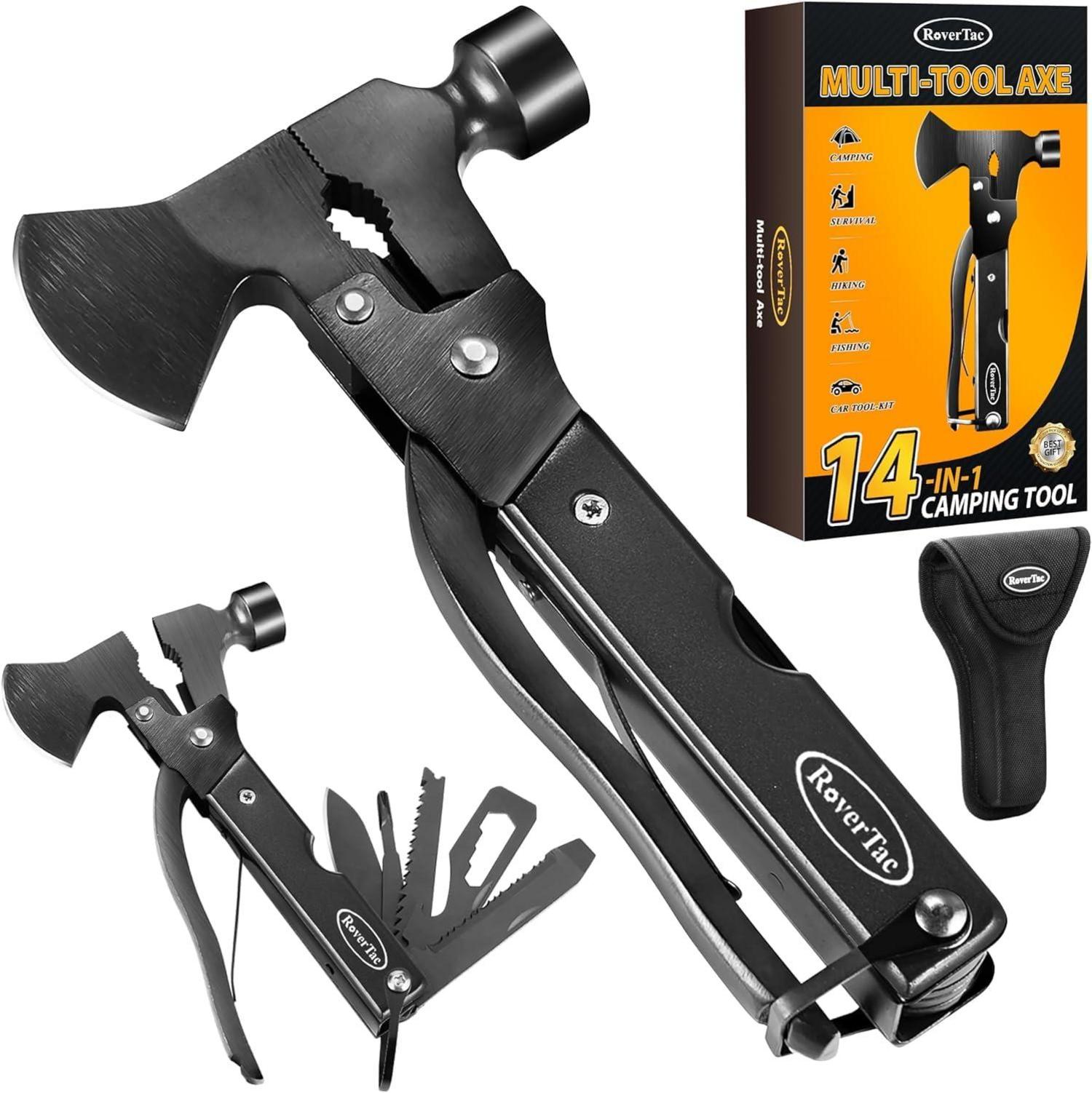 Multitool Axt Beil Camping Werkzeug Geschenke Männer 14-in-1 Schwarz