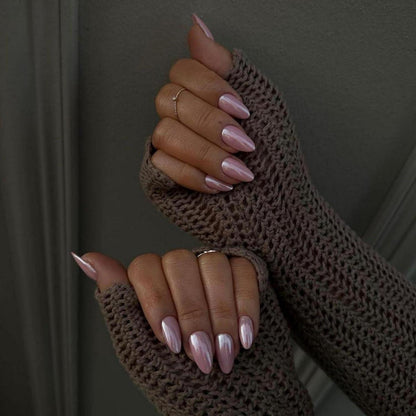 24er Pack Rosa Chrome Kurze Nägel Zum Aufkleben Press on Nails