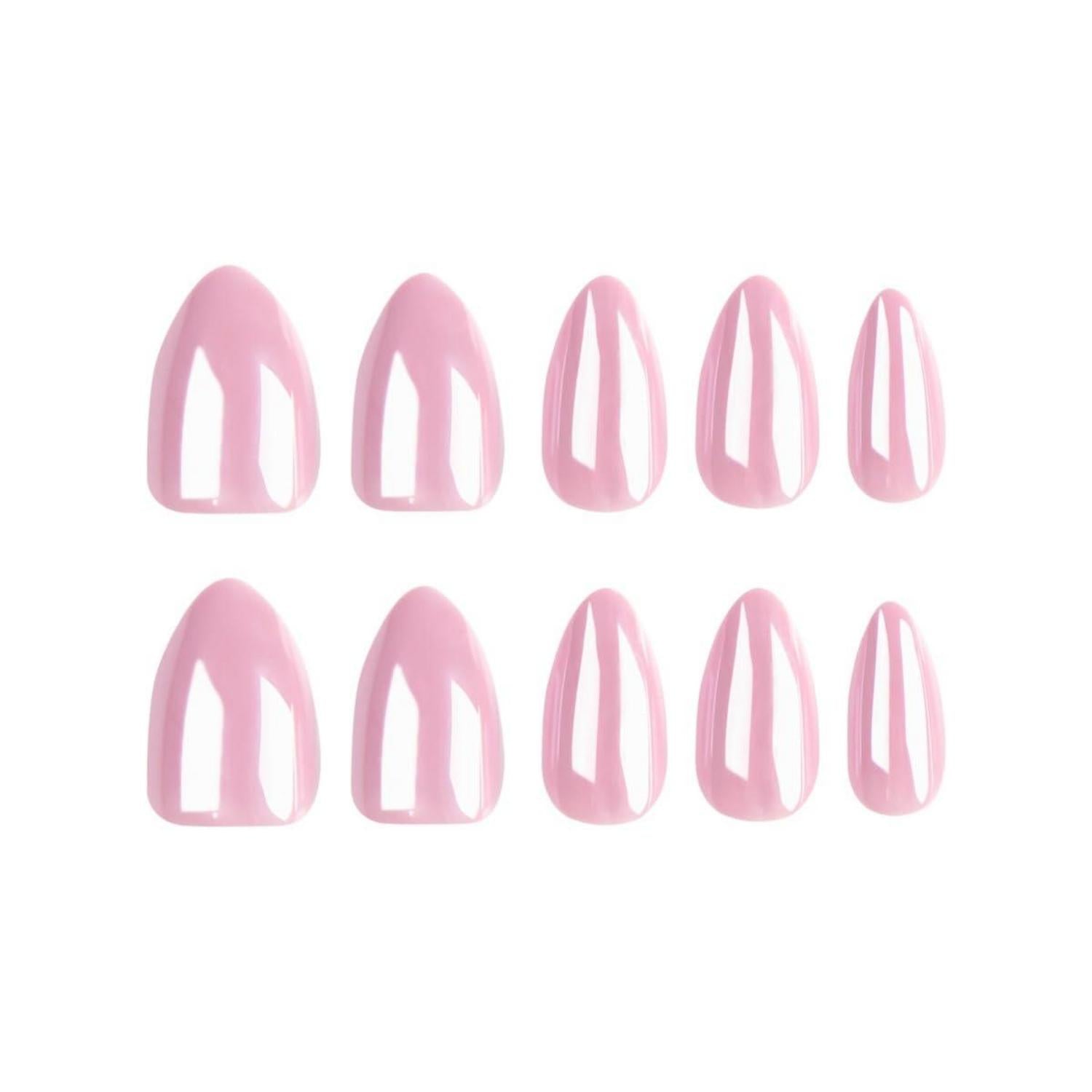 24 Stück Pink Chrome Kurze Nägel Aufkleben Oval Mittel