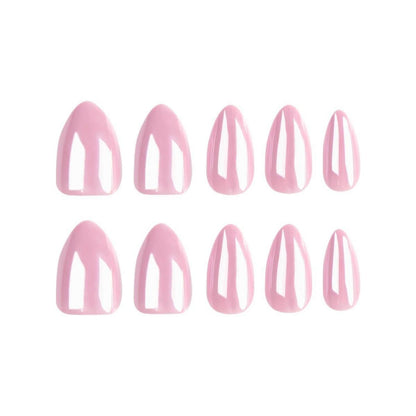 24 Stück Pink Chrome Kurze Nägel Aufkleben Oval Mittel