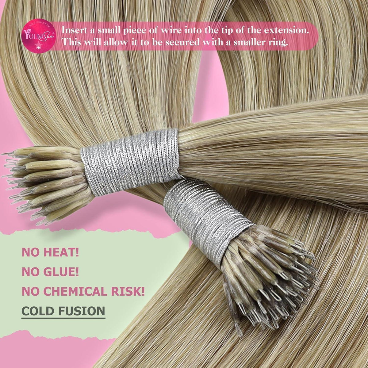 Echthaar Nanoring Extensions Hellbraun 45cm - 50g