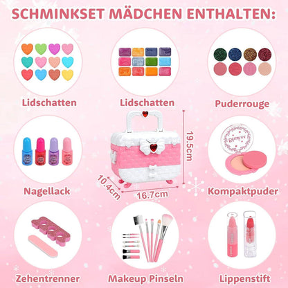 Kinderschminkkoffer 55 Teile Waschbar für Mädchen ab 3 Jahre