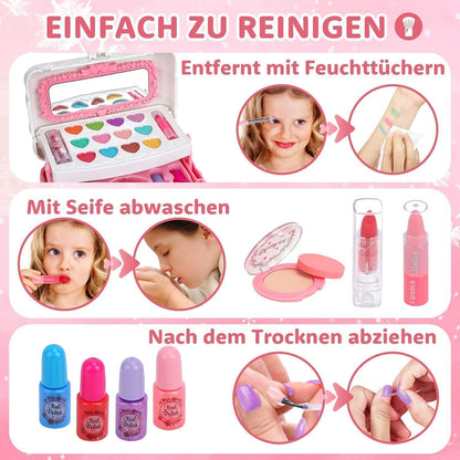 Kinderschminkkoffer 55 Teile Waschbar für Mädchen ab 3 Jahre