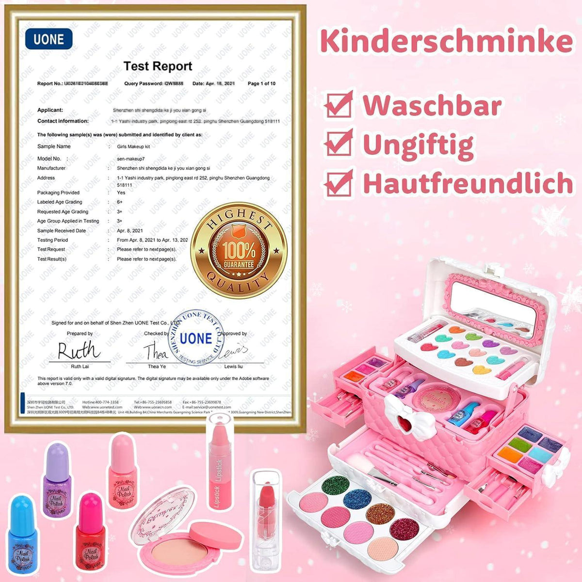 Kinderschminkkoffer 55 Teile Waschbar für Mädchen ab 3 Jahre