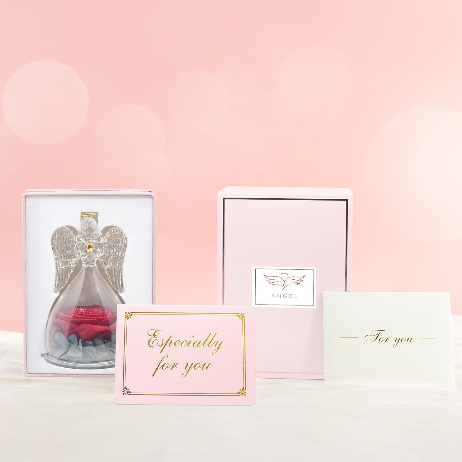 Sunia Ewige Rose Engel Figur Geschenk Muttertag Rose Glaskuppel