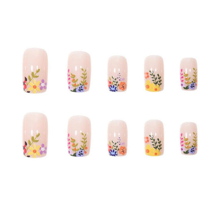 24 Stück Blumen Nägel Aufkleben Acryl Feel Nageldesign Press on Nails