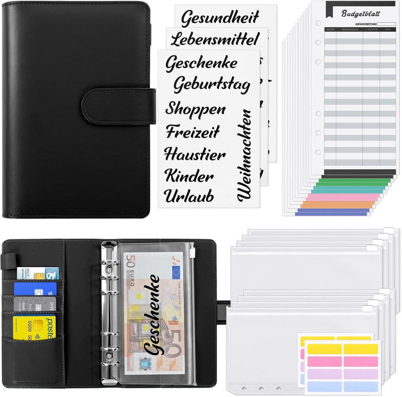 Budget Planner A6 Geldumschläge Geld Organizer Schwarz