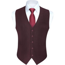 Herren Anzugweste Baumwolle V-Ausschnitt Bordeaux XS-4XL