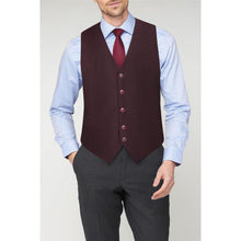 Herren Anzugweste Baumwolle V-Ausschnitt Bordeaux XS-4XL