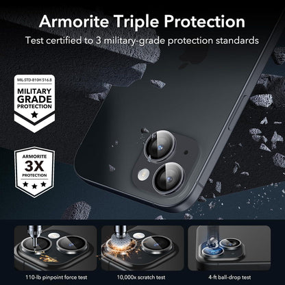 ESR Kamera Schutzfolien für iPhone 15/14 Plus, gehärtetes Glas mit